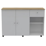 Sleek and Modern White Pine Kitchen Island Cart - Homeroots - Flyclothing LLC