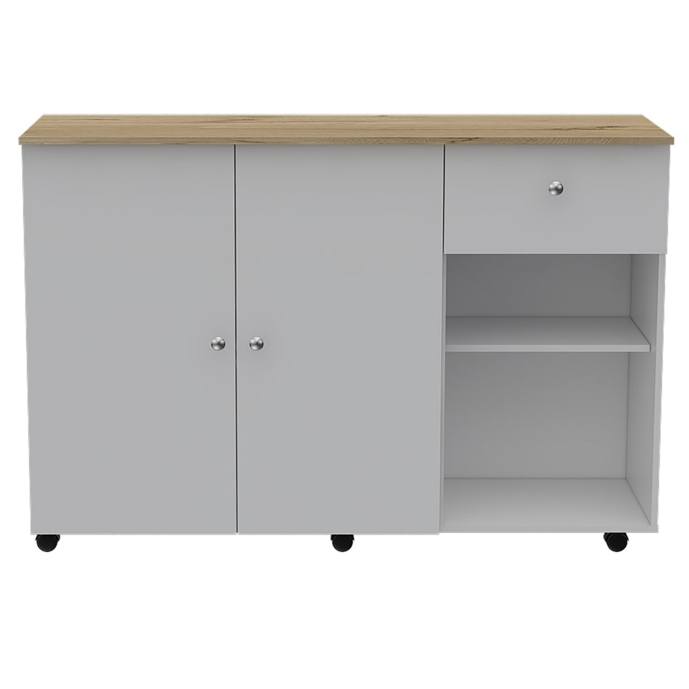 Sleek and Modern White Pine Kitchen Island Cart - Homeroots
