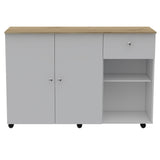 Sleek and Modern White Pine Kitchen Island Cart - Homeroots