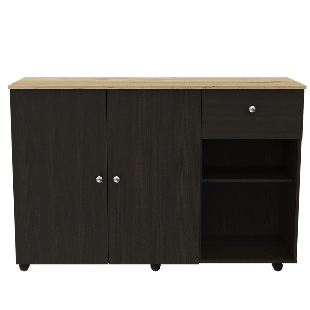 Sleek and Modern Black Wengue Kitchen Island Cart - Homeroots