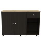 Sleek and Modern Black Wengue Kitchen Island Cart - Homeroots