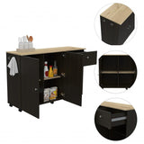 Sleek and Modern Black Wengue Kitchen Island Cart - Homeroots