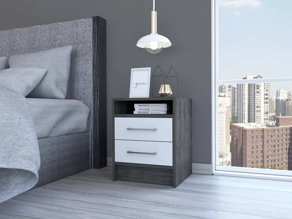 Sophisticated and Stylish Smokey Oak and White Nightstand - Homeroots - Flyclothing LLC