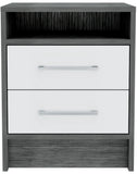 Sophisticated and Stylish Smokey Oak and White Nightstand - Homeroots