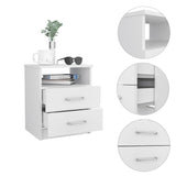 Modern and Stylish White Particle Bedroom Nightstand - Homeroots