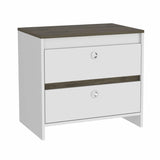 Modern and Minimalist White and Dark Brown Board Nightstand - Homeroots