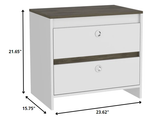 Modern and Minimalist White and Dark Brown Board Nightstand - Homeroots