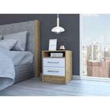 Sophisticated and Stylish White and Light Oak Nightstand - Homeroots