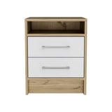 Sophisticated and Stylish White and Light Oak Nightstand - Homeroots