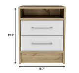 Sophisticated and Stylish White and Light Oak Nightstand - Homeroots