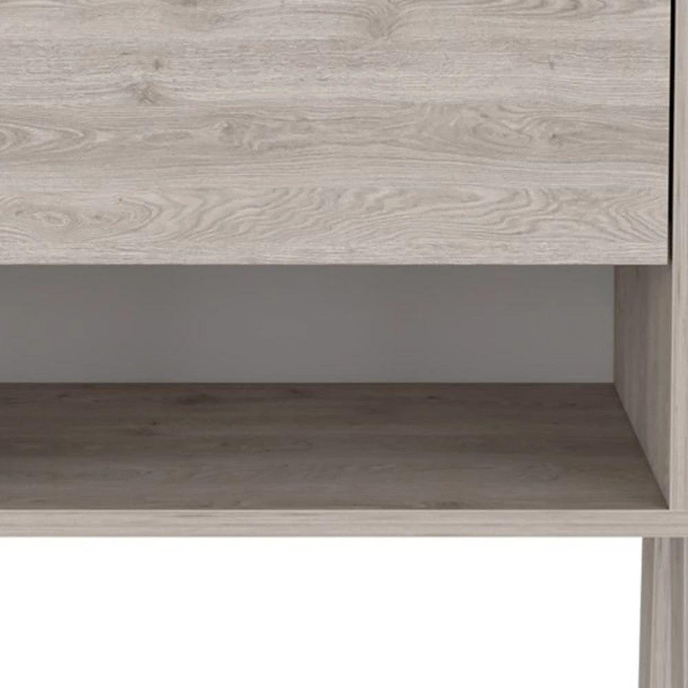 22" Light Gray One Drawer Faux Wood Nightstand - Homeroots - Flyclothing LLC