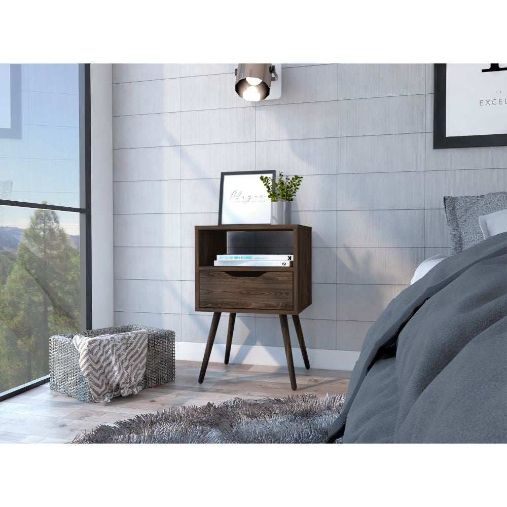 Modern Dark Walnut Bedroom Nightstand - Homeroots - Flyclothing LLC