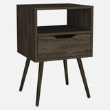 Modern Dark Walnut Bedroom Nightstand - Homeroots