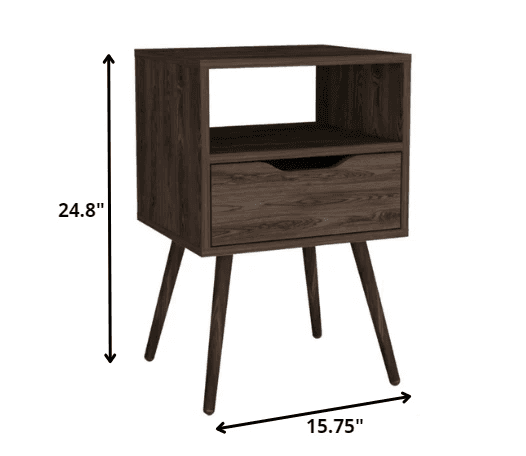 Modern Dark Walnut Bedroom Nightstand - Homeroots - Flyclothing LLC