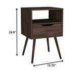 Modern Dark Walnut Bedroom Nightstand - Homeroots