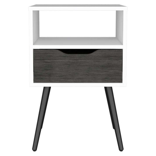 Modern Smokey Oak and White Bedroom Nightstand - Homeroots - Flyclothing LLC