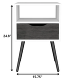 Modern Smokey Oak and White Bedroom Nightstand - Homeroots