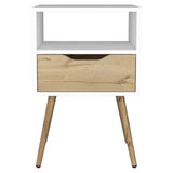 Modern White and Light Oak Bedroom Nightstand - Homeroots