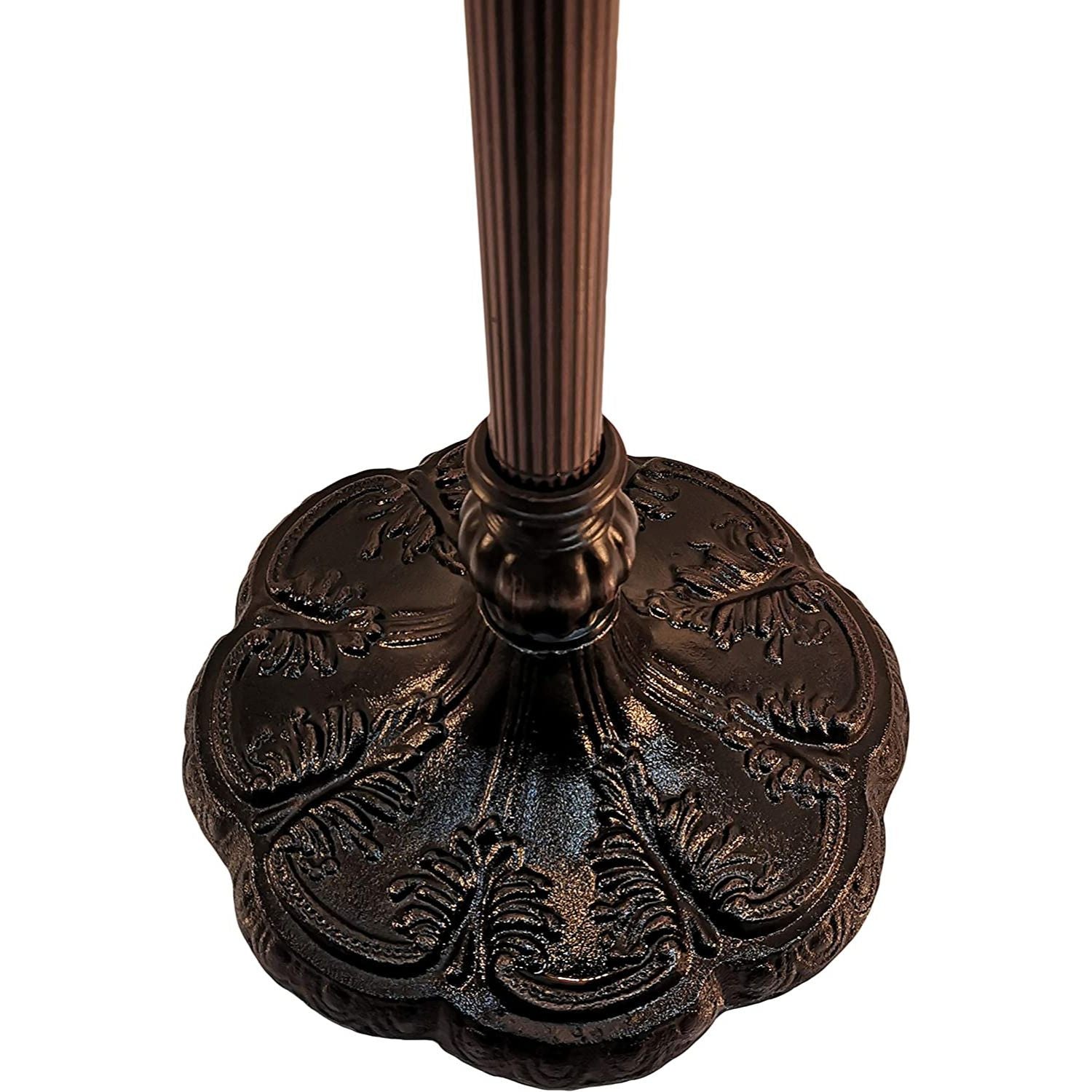 62" Brown Two Light Traditional Shaped Floor Lamp With Red Flowers Stained Glass Dome Shade - Homeroots - Flyclothing LLC