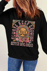 Graphic Round Neck Long Sleeve Sweatshirt - Trendsi - Flyclothing LLC
