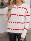 Heart Round Neck Long Sleeve Sweater - Trendsi