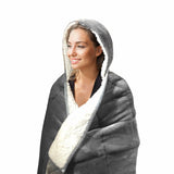 Grey Deluxe Hooded Weighted Velvet Throw Blanket - Homeroots