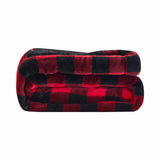 Buffalo Red Black Reversible Velvet and Sherpa Throw Blanket - Homeroots