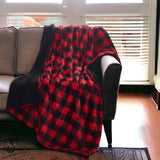 Buffalo Red Black Reversible Velvet and Sherpa Throw Blanket - Homeroots