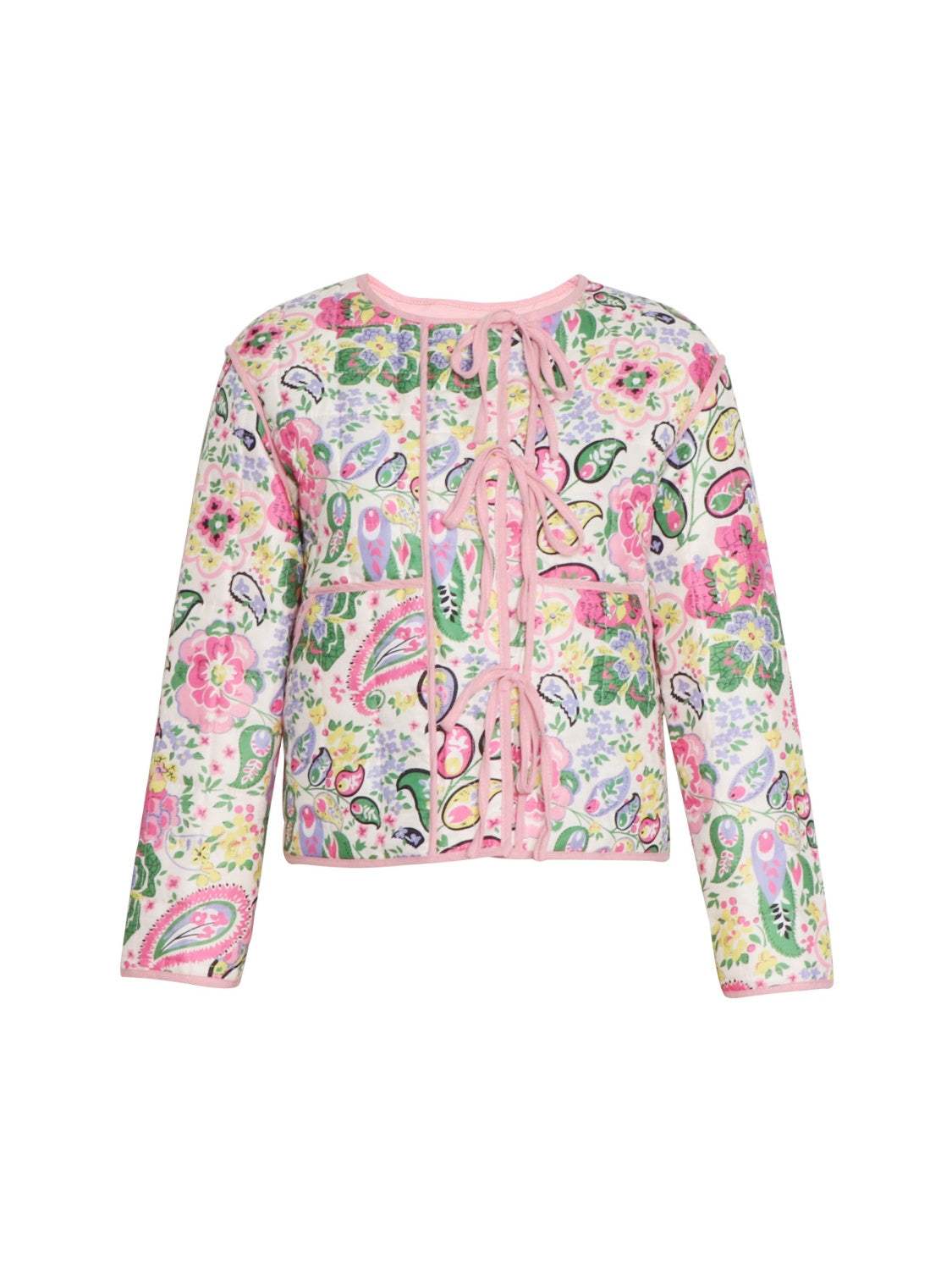 Tied Printed Long Sleeve Jacket - Trendsi - Flyclothing LLC