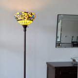 70" Brown Traditional Shaped Floor Lamp With Green And Brown Tiffany Glass Bowl Shade - Homeroots - Flyclothing LLC