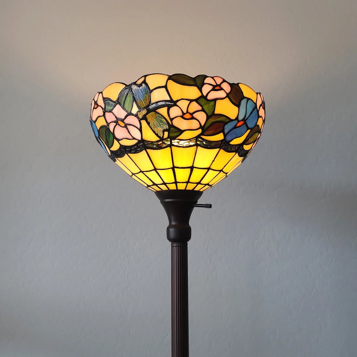 70" Brown Traditional Shaped Floor Lamp With Green And Brown Tiffany Glass Bowl Shade - Homeroots - Flyclothing LLC
