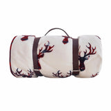 Deer Head Red Navy Printed Velvet and Velvet Throw Blanket - Homeroots