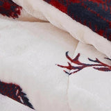 Deer Head Red Navy Printed Velvet and Velvet Throw Blanket - Homeroots