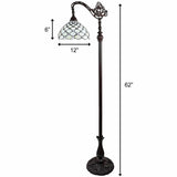 62" Brown Traditional Shaped Floor Lamp With White Stained Glass Bowl Shade - Homeroots - Flyclothing LLC