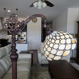 62" Brown Traditional Shaped Floor Lamp With White Stained Glass Bowl Shade - Homeroots - Flyclothing LLC