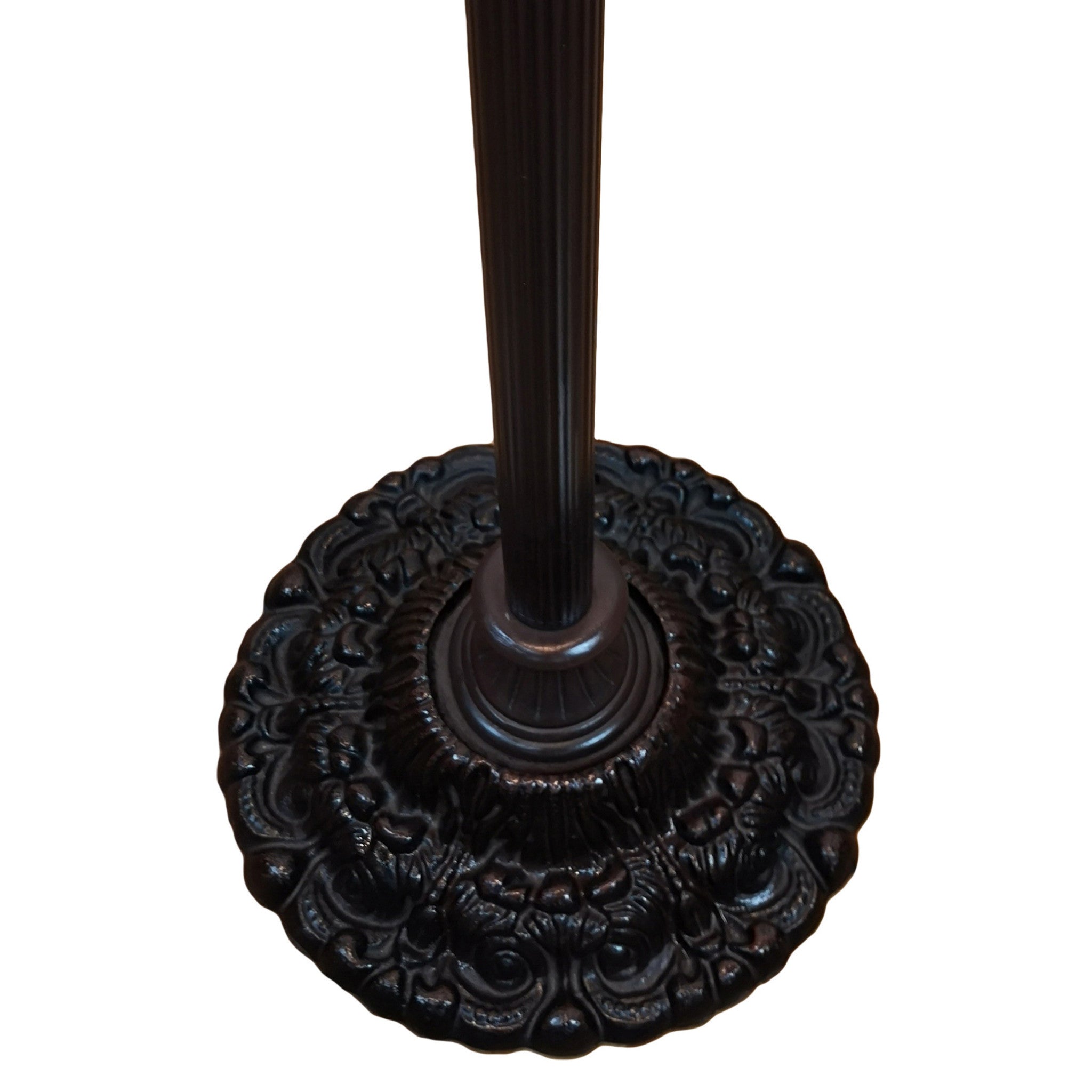 69" Brown Traditional Shaped Floor Lamp With Red Yellow And Brown Dragonfly Stained Glass Dome Shade - Homeroots - Flyclothing LLC