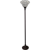 62" Brown Traditional Shaped Floor Lamp With White Stained Glass Bowl Shade - Homeroots