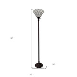 62" Brown Traditional Shaped Floor Lamp With White Stained Glass Bowl Shade - Homeroots - Flyclothing LLC