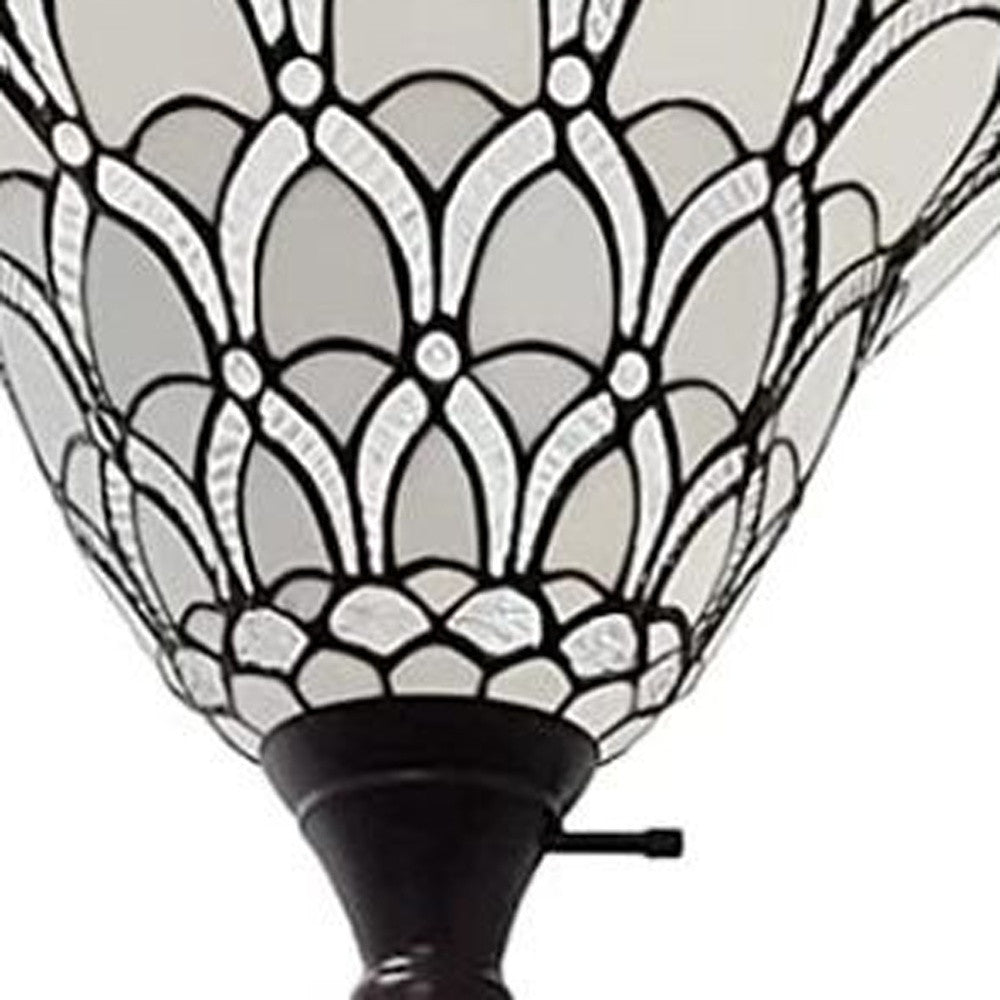62" Brown Traditional Shaped Floor Lamp With White Stained Glass Bowl Shade - Homeroots - Flyclothing LLC