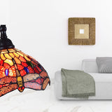 61" Brown Traditional Shaped Floor Lamp With Red Yellow And Brown Stained Glass Dome Shade - Homeroots