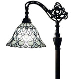 62" Brown Traditional Shaped Floor Lamp With White Stained Glass Bowl Shade - Homeroots
