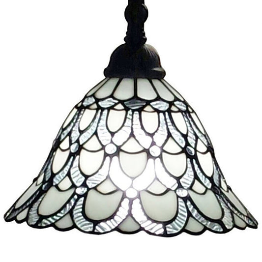 62" Brown Traditional Shaped Floor Lamp With White Stained Glass Bowl Shade - Homeroots