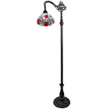 72" Brown Traditional Shaped Floor Lamp With White And Red Stained Glass Bowl Shade - Homeroots