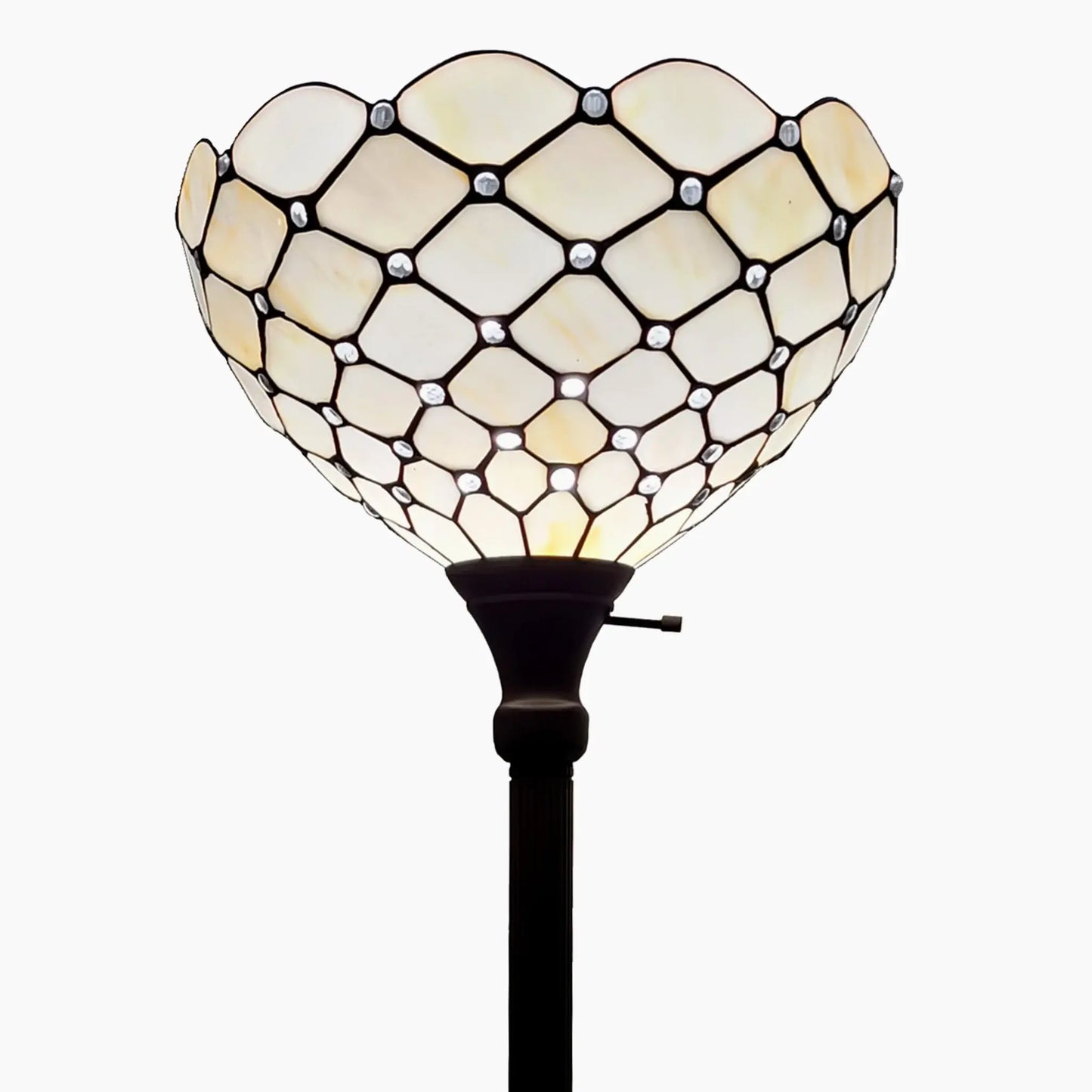 62" Brown Traditional Shaped Floor Lamp With White Stained Glass Bowl Shade - Homeroots - Flyclothing LLC