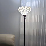 62" Brown Traditional Shaped Floor Lamp With White Stained Glass Bowl Shade - Homeroots - Flyclothing LLC