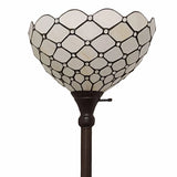 62" Brown Traditional Shaped Floor Lamp With White Stained Glass Bowl Shade - Homeroots - Flyclothing LLC