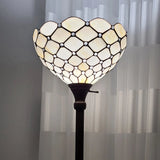 62" Brown Traditional Shaped Floor Lamp With White Stained Glass Bowl Shade - Homeroots - Flyclothing LLC