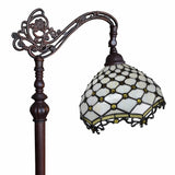 62" Brown Traditional Shaped Floor Lamp With White Tiffany Glass Bowl Shade - Homeroots