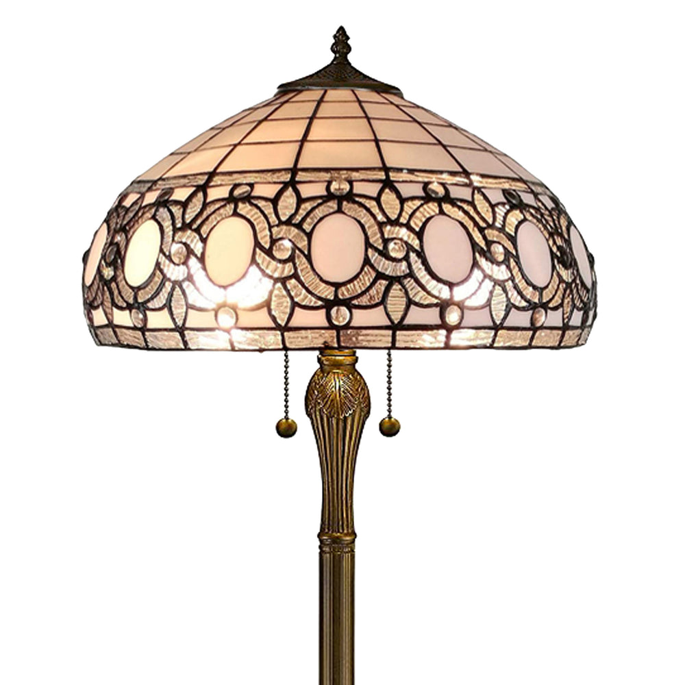 63" Brown Two Light Traditional Shaped Floor Lamp With White Stained Glass Bowl Shade - Homeroots - Flyclothing LLC