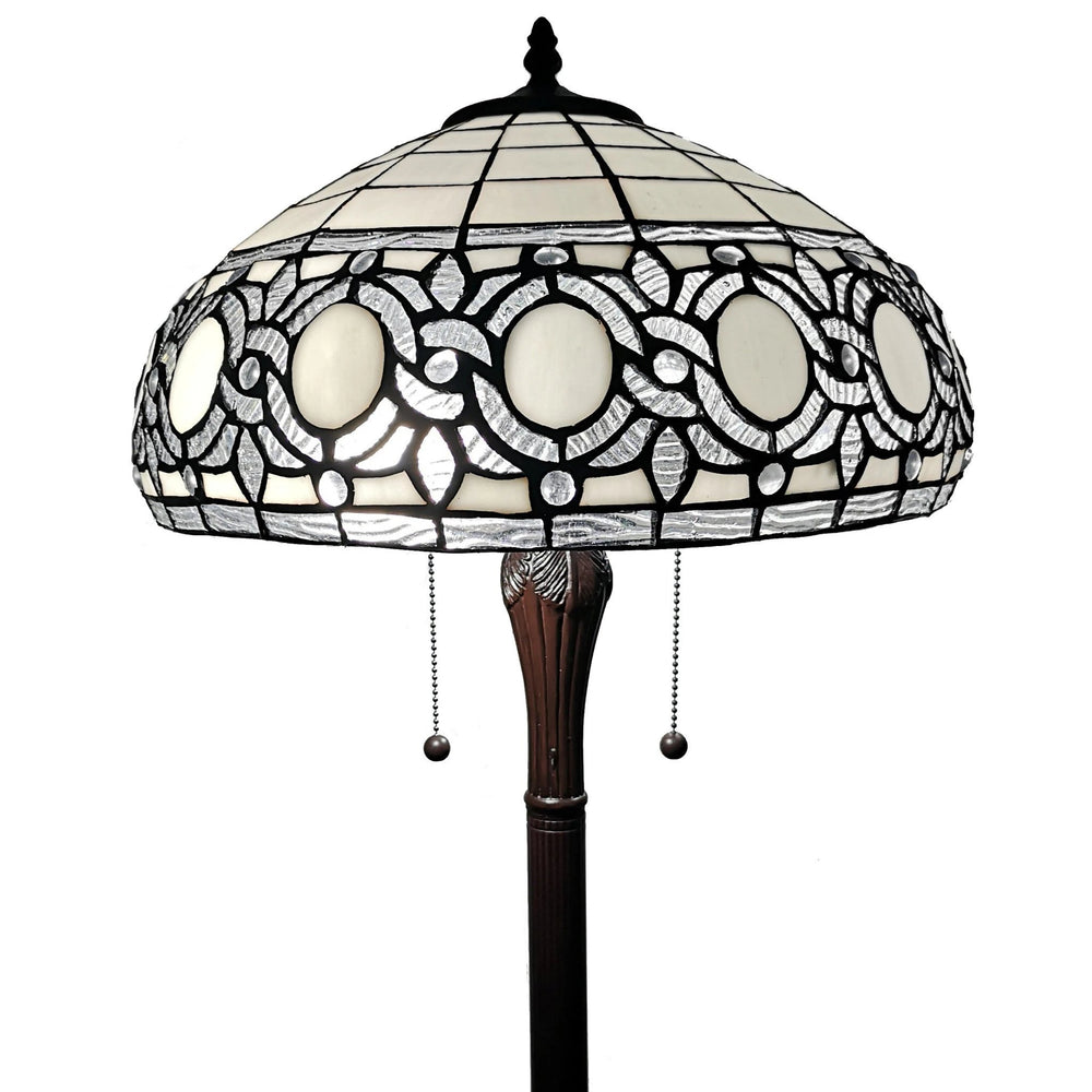 63" Brown Two Light Traditional Shaped Floor Lamp With White Stained Glass Bowl Shade - Homeroots - Flyclothing LLC